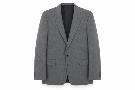 Front view of Greenwoods men’s grey polyester jacket suit jacket, size 42