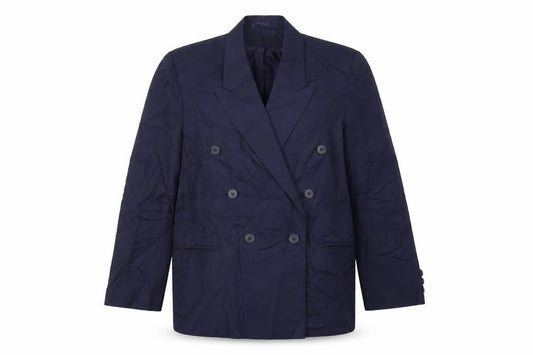 Front view of Imagination women’s blue polyester jacket suit jacket, size UK 12