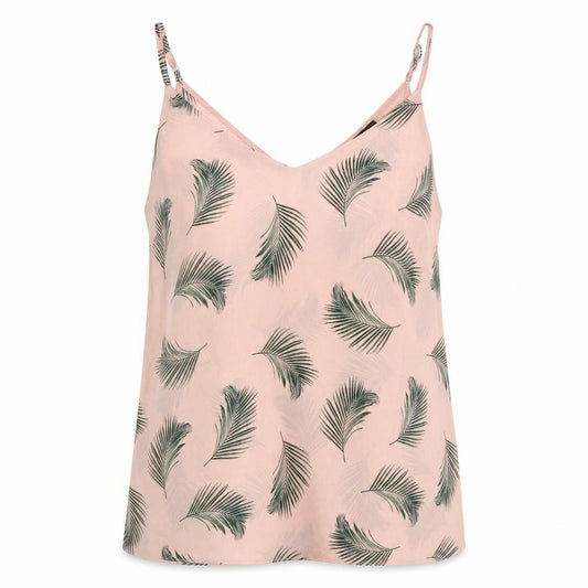 Front view of Primark women’s pink floral polyester basic tank, size UK 8, v-neck - leaf prints