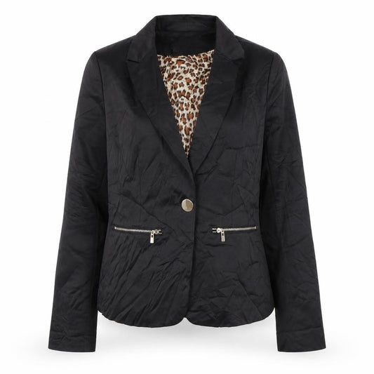 Front view of Parisian Signature women’s black jacket blazer, size UK 12, button