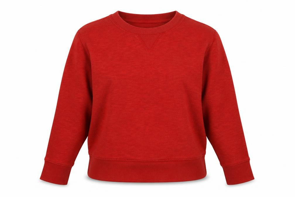 Front view of Gap women’s red cotton pullover sweatshirt, size XL