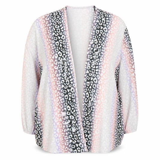Front view of Boohoo women’s multicoloured animal print jacket, size UK 16