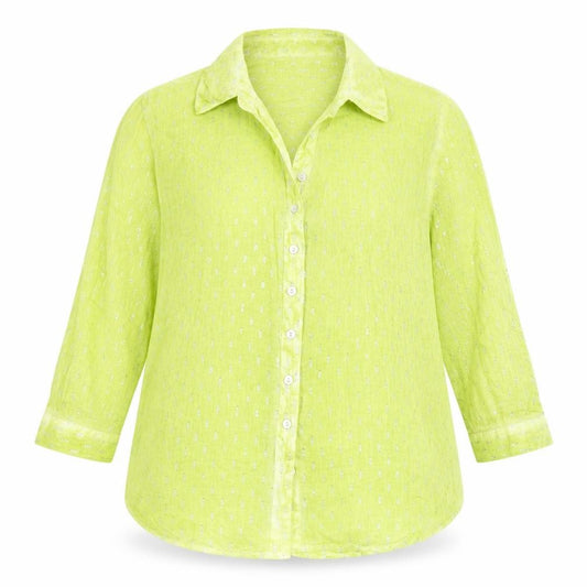 Front view of Anna Rose women’s green cotton basic button-up, size UK 14, collared