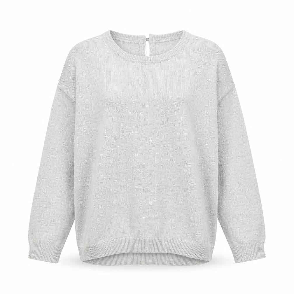 Front view of H&M women’s grey round neck acrylic jumper, size S