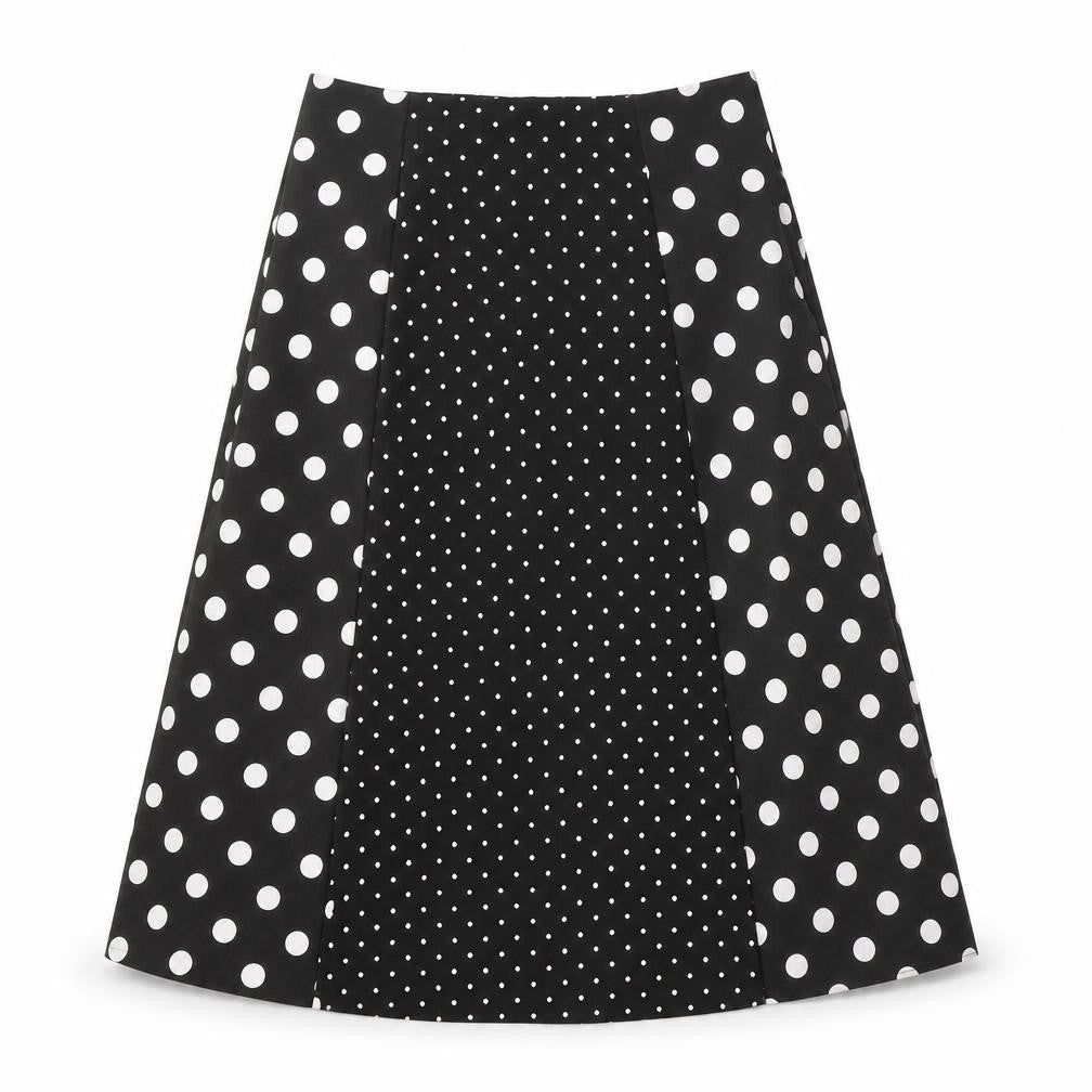 Preworn Womens Black Polka Dot Polyester A-Line Skirt Size 28   Zip