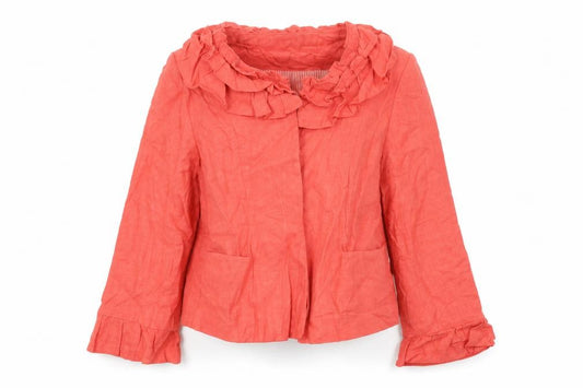 Front view of Topshop women’s pink jacket coat, size UK 8, buckle