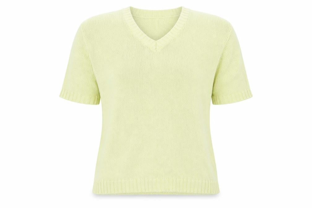 Preworn Womens Yellow V-Neck  Cotton Pullover Jumper Size 14   - 14-16
