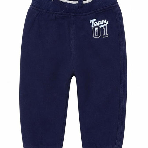 George Boys Blue  100% Cotton Jogger Trousers Size 9-12 Months  Tie