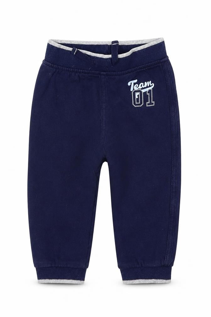 George Boys Blue  100% Cotton Jogger Trousers Size 9-12 Months  Tie