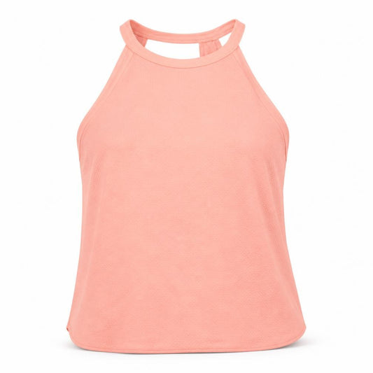Front view of River Island women’s pink polyester basic tank, size UK 12, round neck pullover