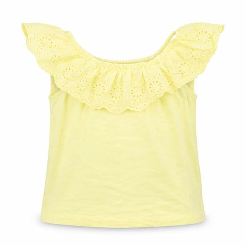 Dunnes Stores Girls Yellow  Cotton Basic T-Shirt Size 7-8 Years Boat Neck Pullover
