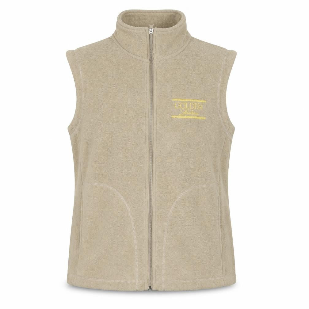 Front view of Kariban women’s beige gilet jacket, size L