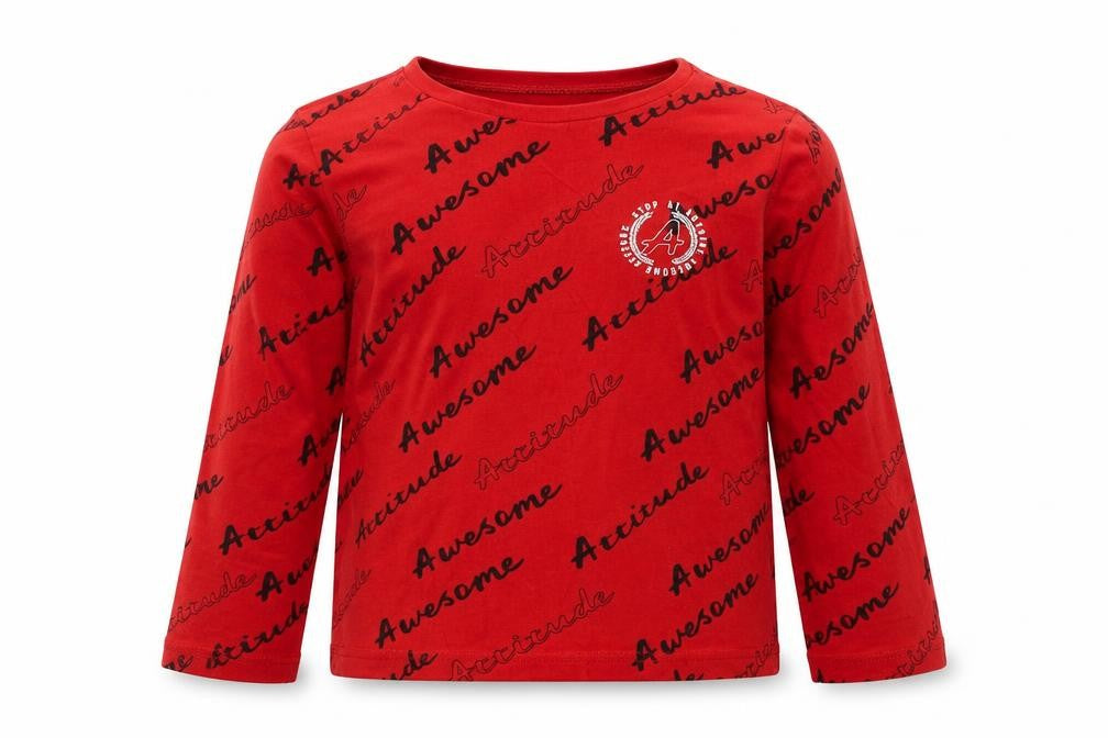 Front view of George boys’ red cotton basic casual, size 8-9, years round neck