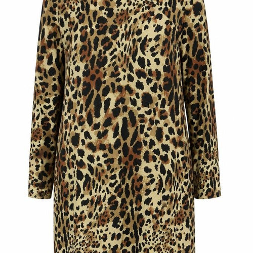 Papaya Womens Brown Animal Print Polyester Bodycon  Size 8  High Neck