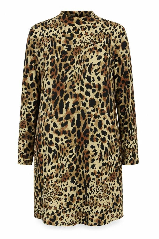 Papaya Womens Brown Animal Print Polyester Bodycon  Size 8  High Neck