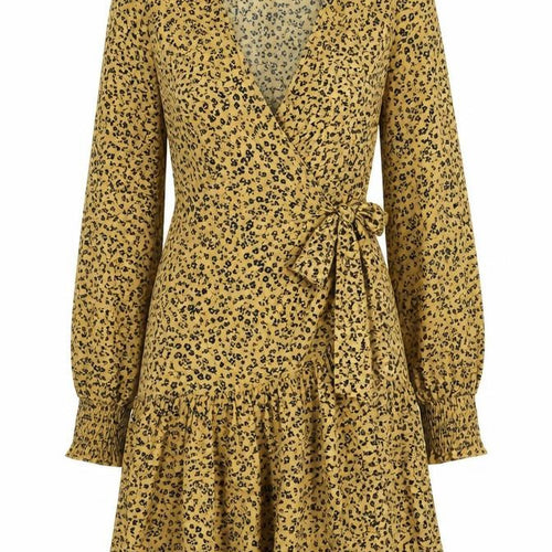 influence Womens Yellow Floral Polyester Wrap Dress  Size 6  V-Neck