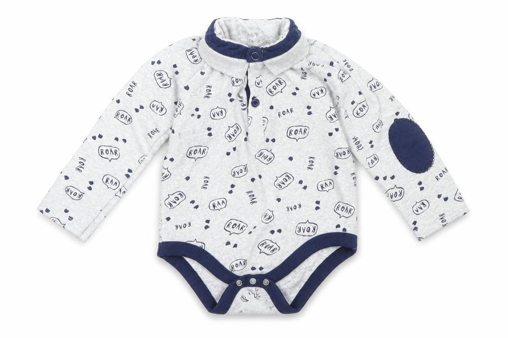 Preworn Boys Grey  Polyester Babygrow One-Piece Size 3-6 Months   - Roar