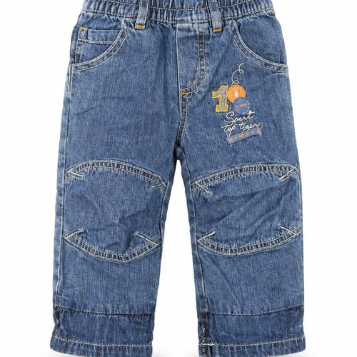 Bimbus   Boys Blue  100% Cotton Pedal Pusher Jeans Size 6-9 Months   - Sport Top Tiger