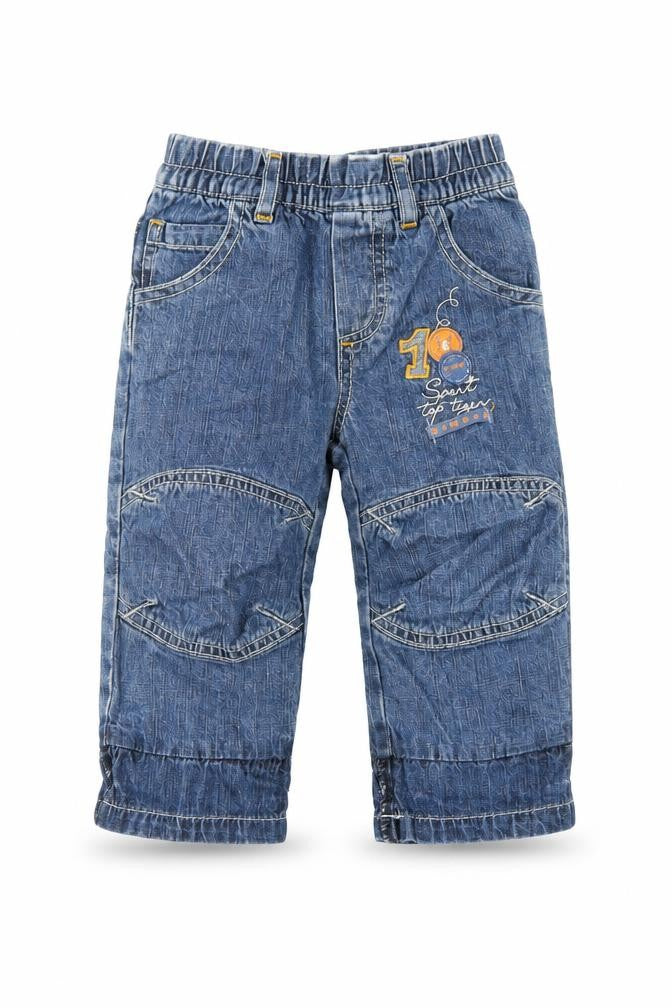Bimbus   Boys Blue  100% Cotton Pedal Pusher Jeans Size 6-9 Months   - Sport Top Tiger
