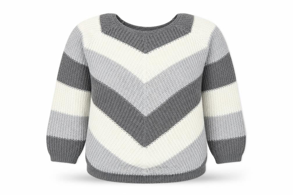Front view of Cameo Rose women’s multicoloured scoop neck striped acrylic jumper, size S