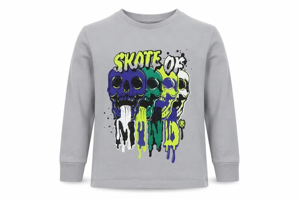 Front view of Next boys’ grey cotton pullover sweatshirt, size 6, years pullover