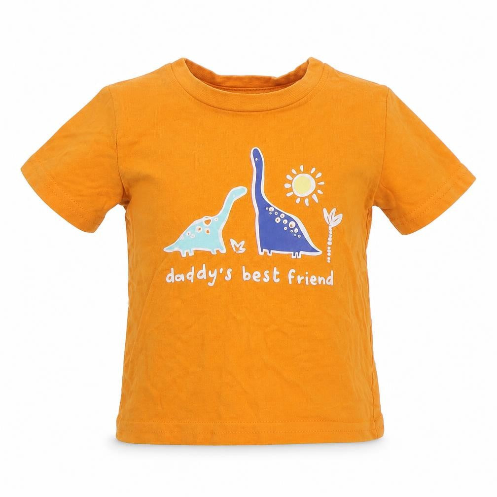 Primark Boys Orange  Cotton Basic T-Shirt Size 9-12 Months Crew Neck Pullover - Daddys Best Friend