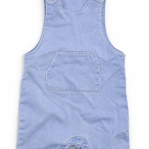 Matalan Girls Blue  Cotton Coverall Outfit/Set Size 6-9 Months  Button