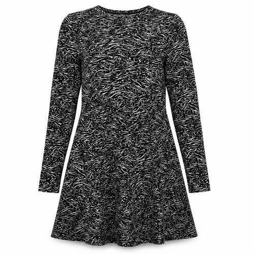 F&F Womens Black Animal Print Viscose A-Line  Size 10  Crew Neck Pullover