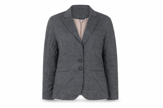 Front view of Next women’s grey check polyester jacket suit jacket, size UK 10