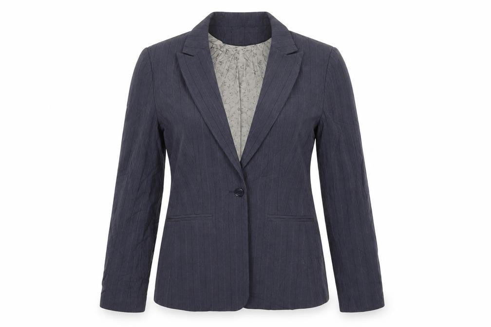 Next Womens Blue Striped Polyester Jacket Suit Jacket Size 10