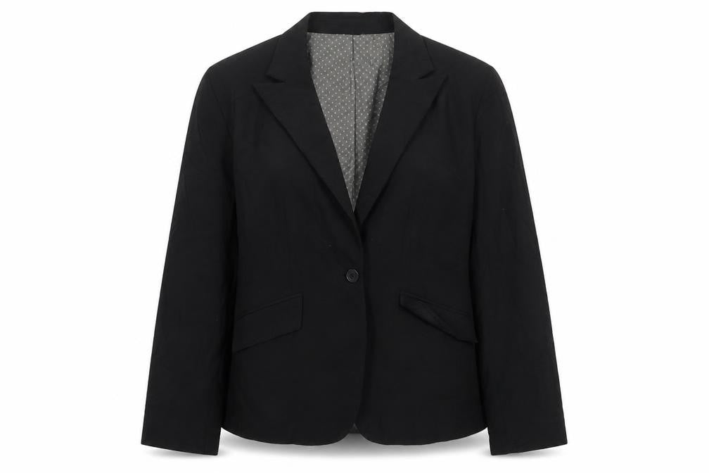 Front view of Cadenza women’s black wool jacket suit jacket, size UK 12