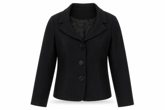 Front view of Wallis women’s black jacket, size UK 10, button