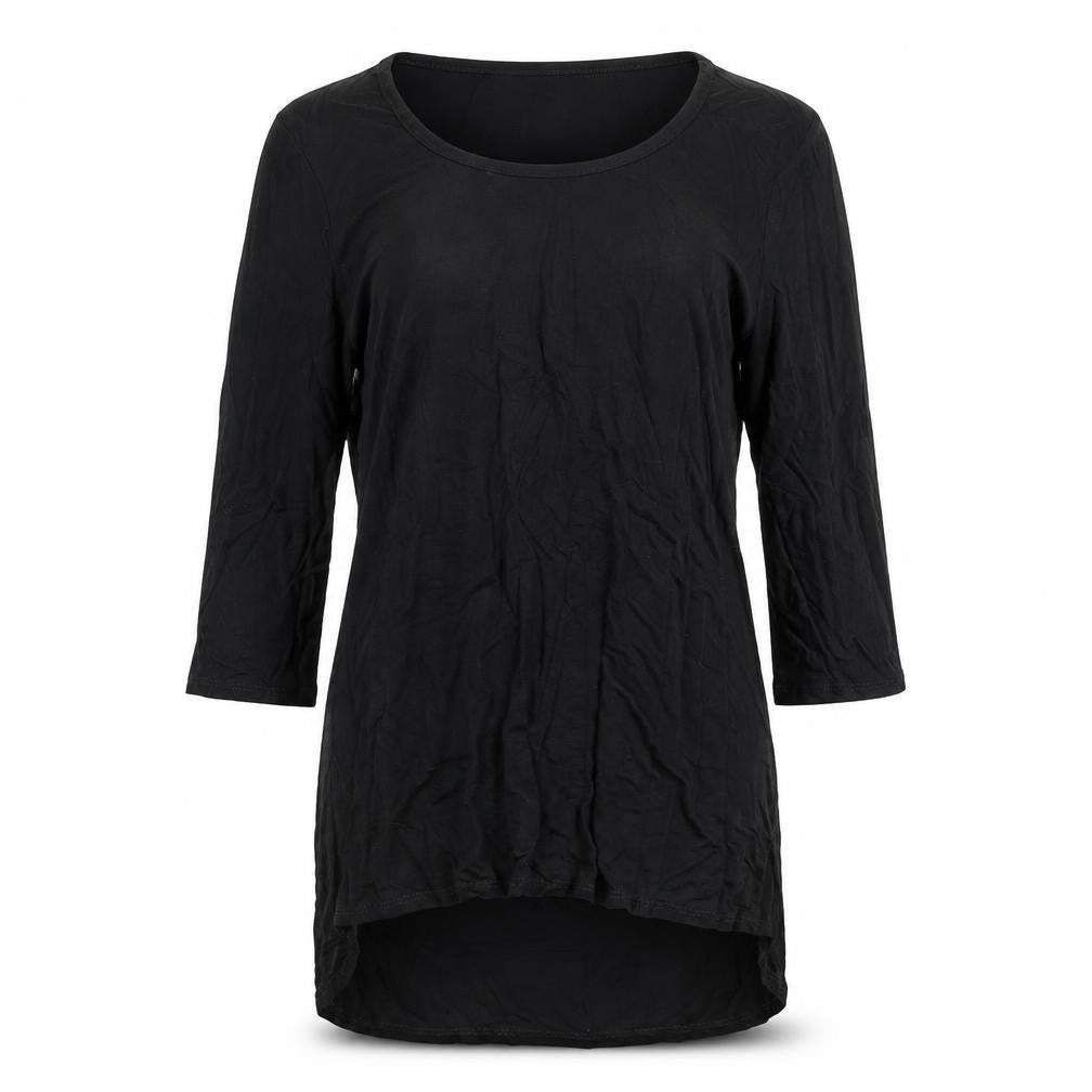 Front view of Anthony Studio women’s black viscose jersey blouse, size S, round neck