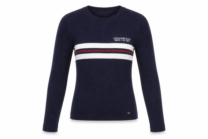 Pull&Bear Womens Blue Crew Neck Cotton Pullover Jumper Size M - Cropped