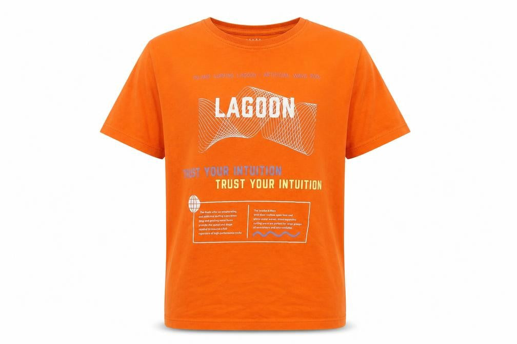 Front view of NAME IT boys’ orange cotton basic t-shirt, size 11-12, years crew neck pullover