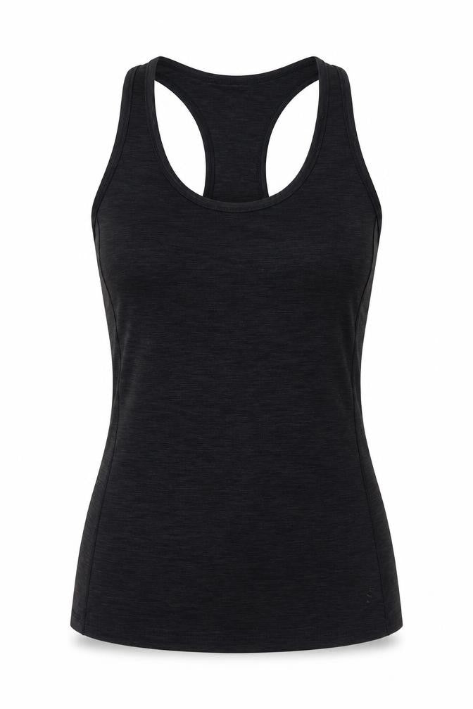 Front view of H&M women’s grey polyester camisole tank, size S, round neck