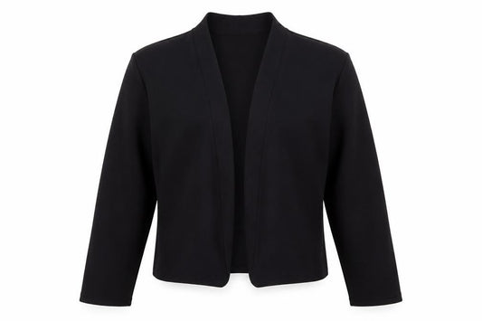 Front view of Gerard women’s black v-neck polyester cardigan jumper, size UK 14