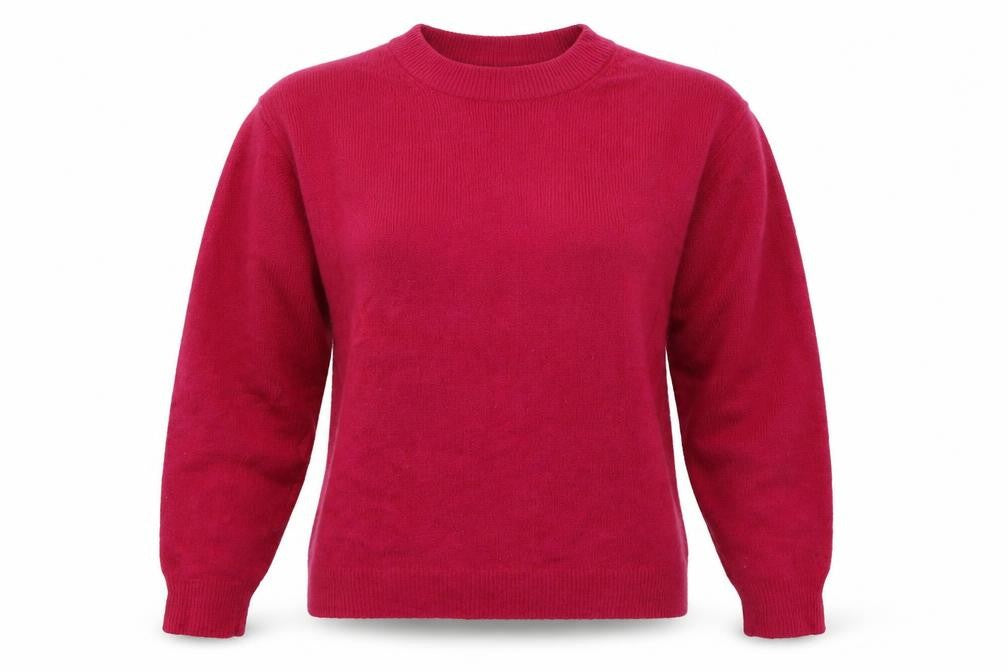 Front view of H&M women’s orange crew neck polyester jumper, size XS