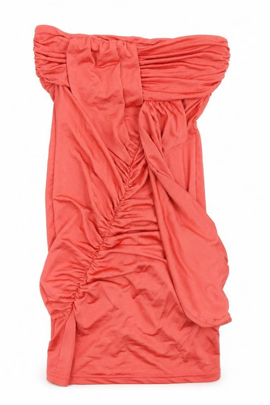 Front view of ASOS women’s pink polyester mini, size UK 6, sweetheart pullover