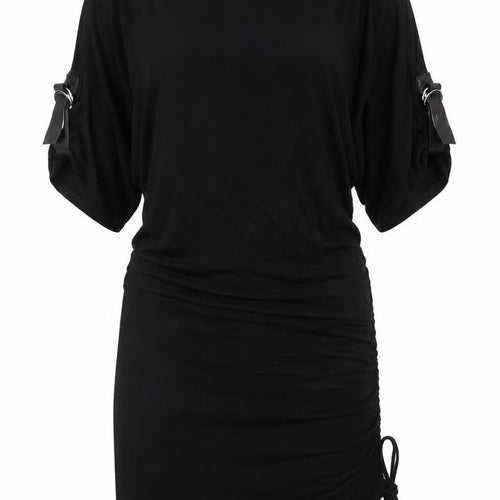 Look Womens Black  Viscose T-Shirt Dress  Size 8  Boat Neck Pullover
