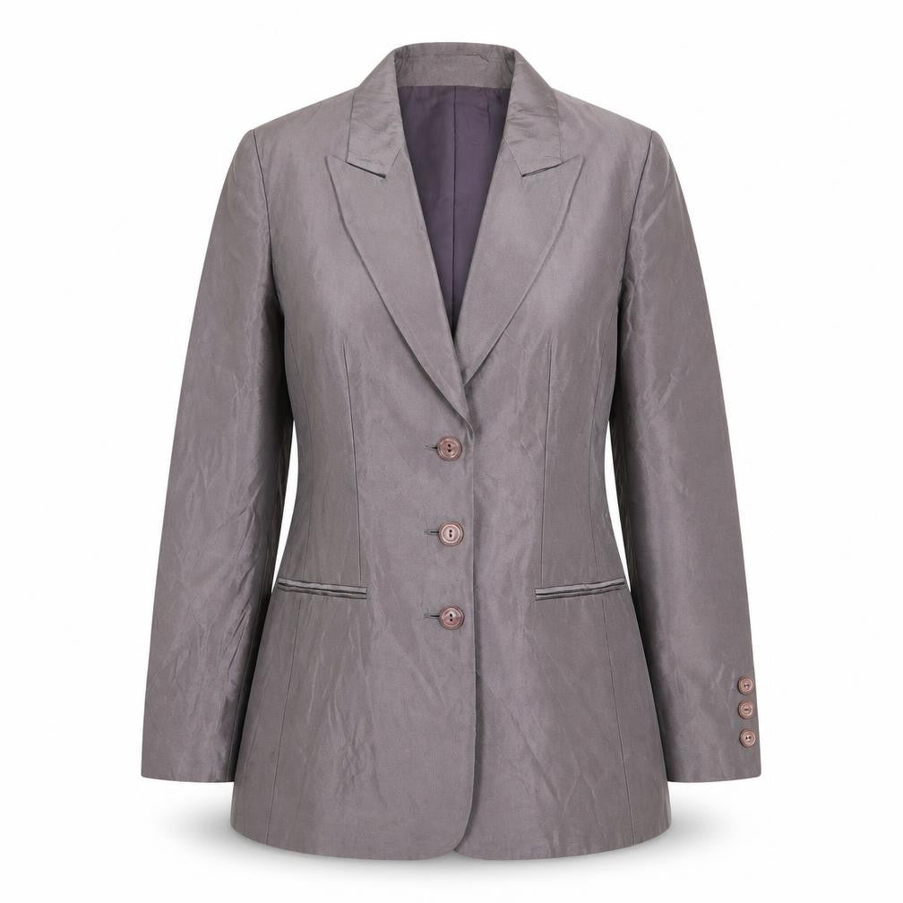 Front view of Gina women’s silver acetate jacket suit jacket, size UK 10