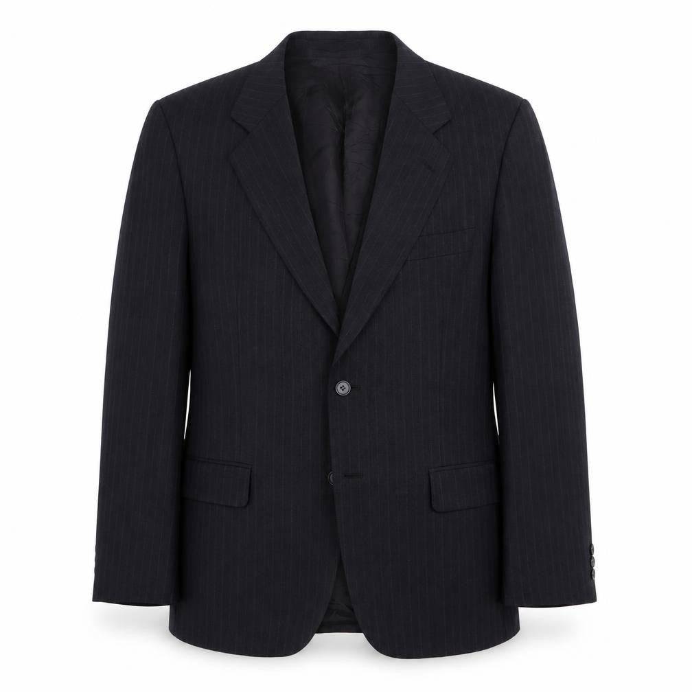Front view of Marks & Spencer men’s grey striped wool jacket suit jacket, size 38