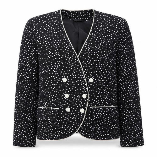 Country Casuals Womens Black Polka Dot Cotton Jacket Suit Jacket Size 10