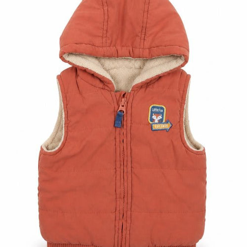 Dunnes Boys Orange   Gilet Coat Size 3-6 Months   Zip