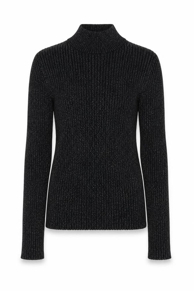 Front view of Next girls’ black mock neck viscose jumper, size 11, years pullover