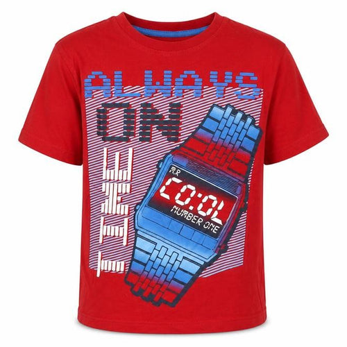 Dunnes Stores Boys Red  Cotton Basic T-Shirt Size 8 Years Crew Neck  - Always on time
