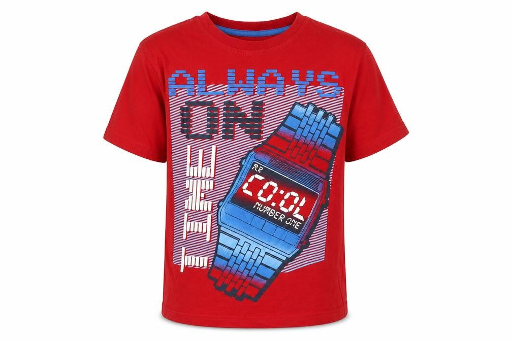 Dunnes Stores Boys Red  Cotton Basic T-Shirt Size 8 Years Crew Neck  - Always on time