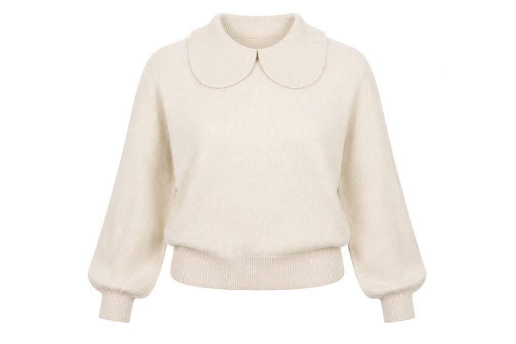 Vero Moda Womens Ivory Collared  Polyester Pullover Jumper Size M