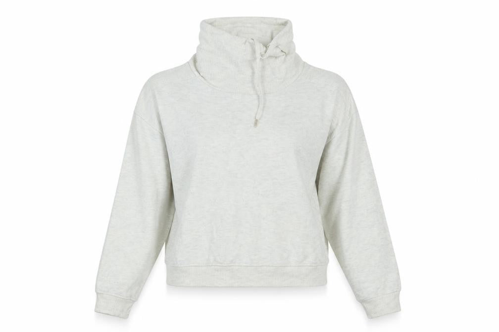 Front view of F&F women’s white high neck polyester jumper, size UK 14