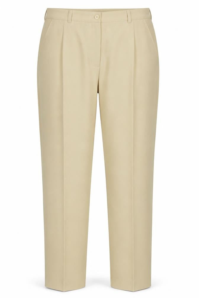 Front view of canda women’s beige polyester trousers, size UK 20, 28-inch leg regular